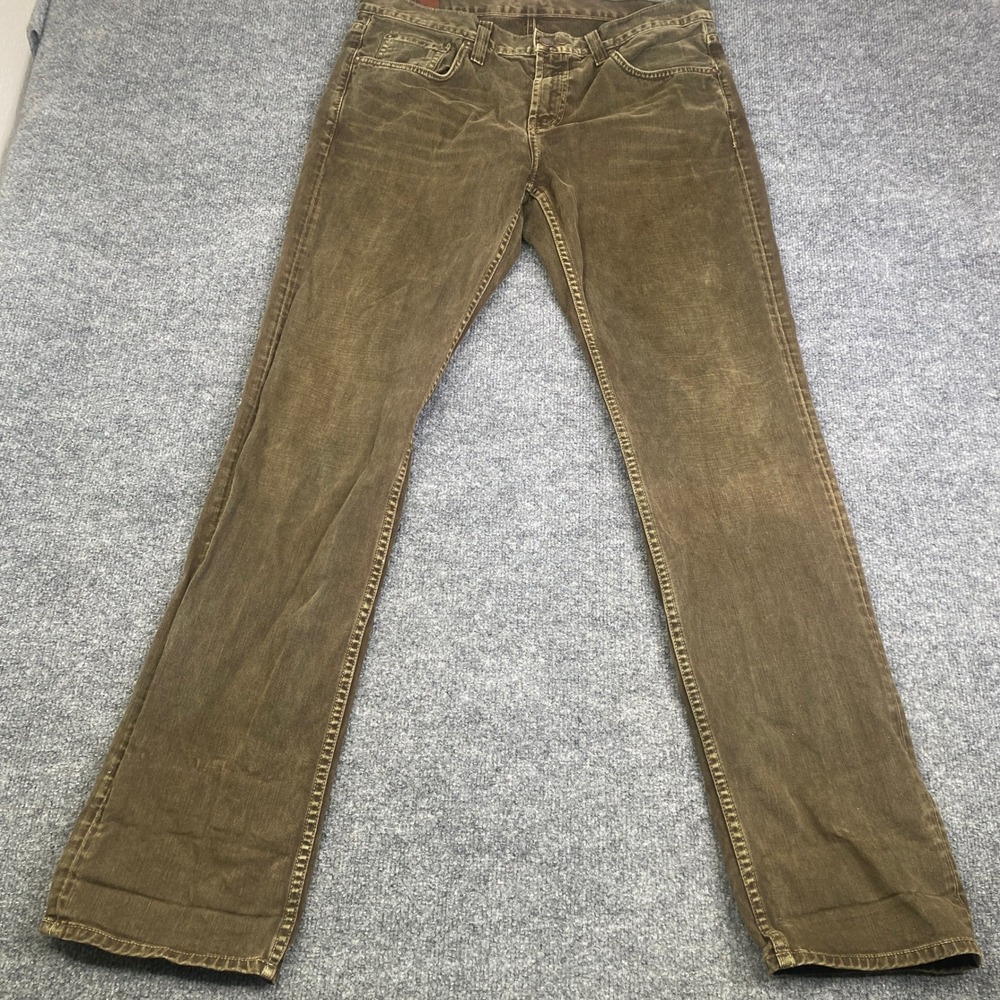 J Brand Kane Slim Straight Leg Pants Mens 34 Weathered Olive Green Cotton Denim